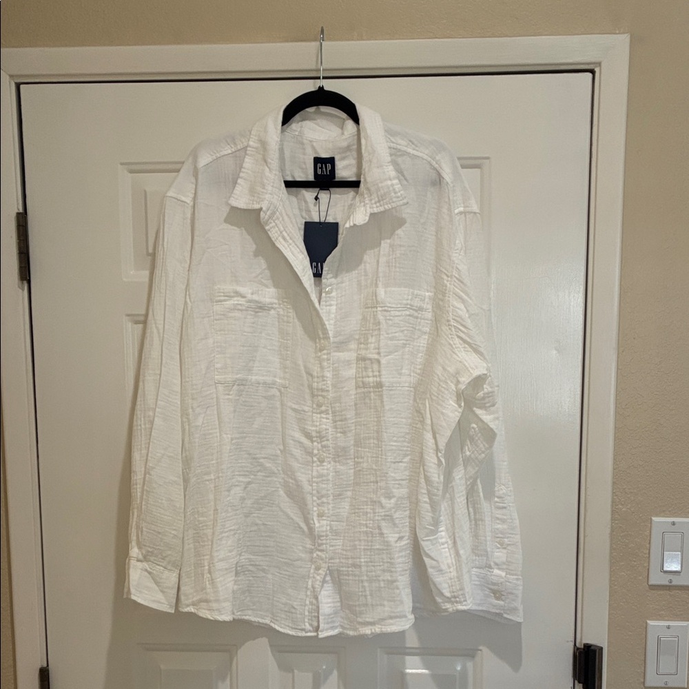 GAP White cotton Button-Up Shirt